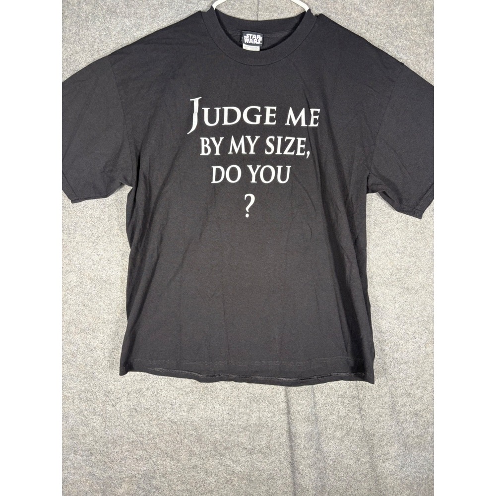 Star Wars Yoda Disney World Judge Me By My Size Black T-Shirt Mens XL RN 70361